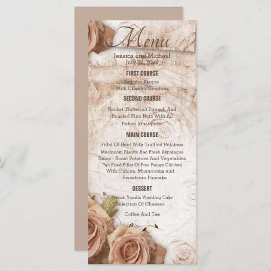 ソフトカラーバラ結婚ズ メニュー (正面/裏面)