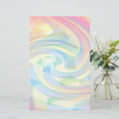 ソフトカラーパステル渦黄ピンクブルー抽象芸術 便箋 (スタンド正面)