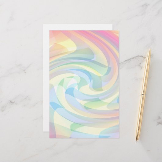 ソフトカラーパステル渦黄ピンクブルー抽象芸術 便箋 (正面/裏面インサイチュ)