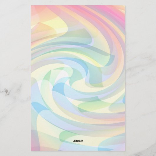 ソフトカラーパステル渦黄ピンクブルー抽象芸術 便箋 (裏面)