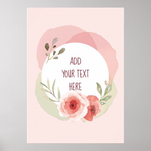 ソフトカラーピンク及びグリーンフローラカスタム ポスター (正面)