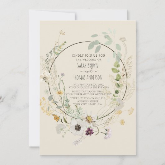 ソフトカラーワイルドフラワーズ招待状 招待状 (正面)
