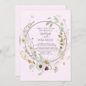 ソフトカラーワイルドフラワーベビーピンク招待状 (正面/裏面)