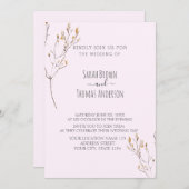 ソフトカラーワイルドフラワー焼きオレンジ&ベビーピンク 招待状 (正面/裏面)