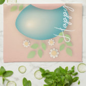 ソフトカラー復活祭の卵と春デイジーの花 キッチンタオル (折り畳み)