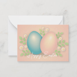 ソフトカラー復活祭の卵と春デイジーの花 ノートカード