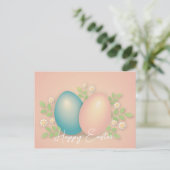 ソフトカラー復活祭の卵と春デイジーの花 ポストカード (スタンド正面)