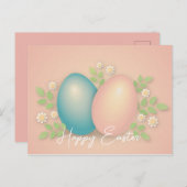 ソフトカラー復活祭の卵と春デイジーの花 ポストカード (正面/裏面)