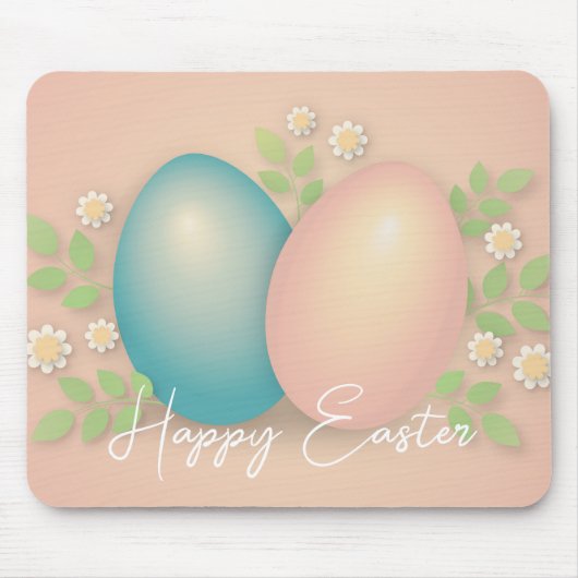 ソフトカラー復活祭の卵と春デイジーの花 マウスパッド (正面)