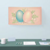 ソフトカラー復活祭の卵と春デイジーの花 横断幕 (トレードショー)