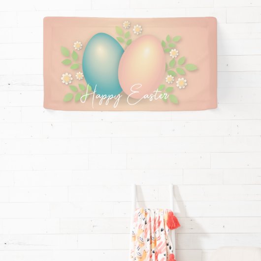 ソフトカラー復活祭の卵と春デイジーの花 横断幕 (インサイチュ)