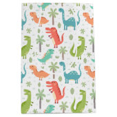 ソフトカラー恐竜のヤシの木の子供 ミディアムペーパーバッグ (正面)