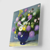 ソフトカラー花瓶プリント スクエア壁時計 (傾斜)