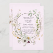 ソフトカラー野生の花ベビーピンク 招待状 (正面/裏面)