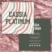 ソフトカーブオリーブニュートラルミニマリストソーシャルアイコン スクエア名刺