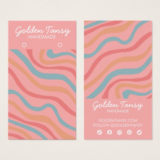 ソフトカーブピンクイヤリングジュエリー表示カード (正面&裏面)