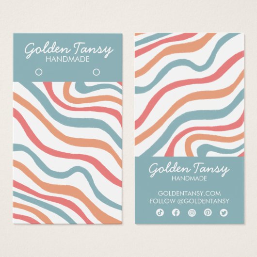 ソフトカーブブルーイヤリングジュエリー表示カード (正面&裏面)