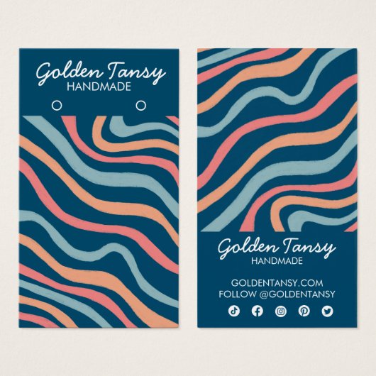 ソフトカーブブルーイヤリングジュエリー表示カード (正面&裏面)