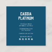 ソフトカーブブルーピンクミニマリストソーシャルアイコン スクエア名刺 (裏面)