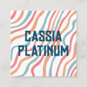 ソフトカーブブルーピンクミニマリストソーシャルアイコン スクエア名刺 (正面)