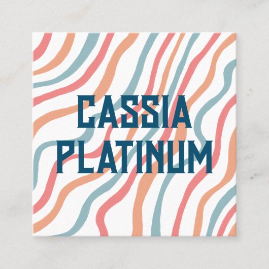 ソフトカーブブルーピンクミニマリストソーシャルアイコン スクエア名刺 (正面)