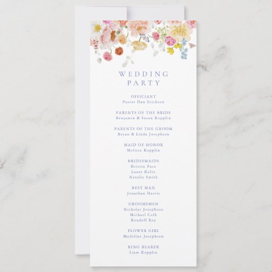 ソフトガーデン花模様結婚の式プログラム (裏面)