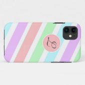 ソフトガーリーパステル色ストリップ、モノグラム。 Case-Mate iPhoneケース (裏面(横))