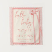 ソフトガールフローラロマンチック赤面ピンクボウコケット タペストリー (正面)