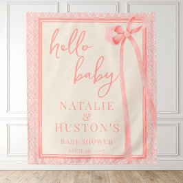 ソフトガール フローラル ロマンティック ブラッシュ ピンク ボウ コケティ タペストリー