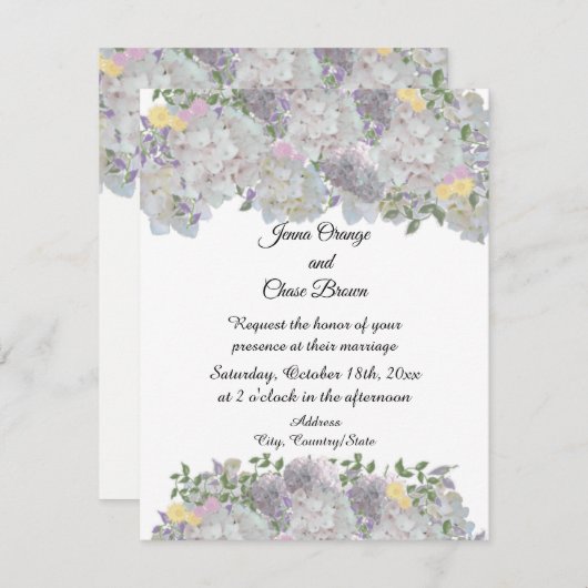 ソフトガ素朴ーデンフラワーズ結婚式招待状 招待状 (正面/裏面)