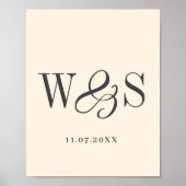 ソフトクエレガントリームカップルイニシャル結婚ズ ポスター (正面)