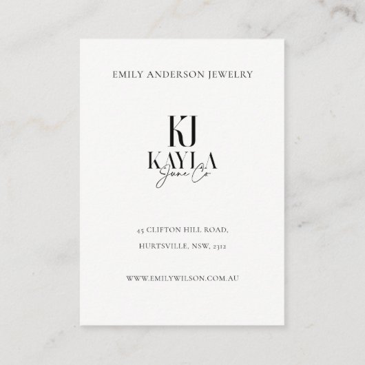 ソフトクミニマルラフトアイボリーエレガントジュエリー気に 名刺 (裏面)