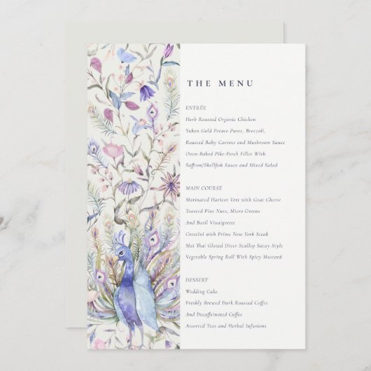 ソフトクラッシー華美ウォーター色ピーコックのメ結婚ニュー 招待状 (正面/裏面)