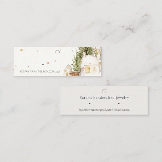 ソフトクリスマスツリーハウススノーイヤリングスタッドホルダー スキニー名刺 (正面/裏面)