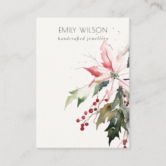 ソフトクリスマスポインセチア空白のジュエリー表示 名刺 (正面)