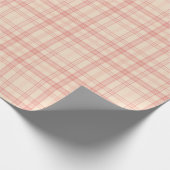 ソフトクリームとコーラルピンクの格子縞 ラッピングペーパー (角)