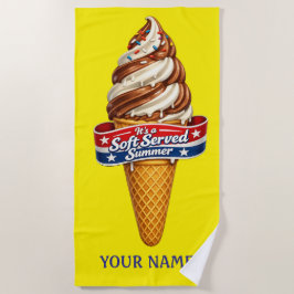 ソフトクリームの夏 - アイスクリーム コーン ビーチタオル