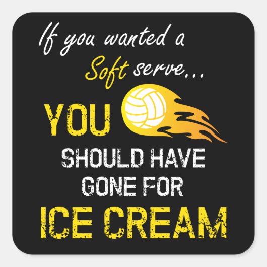 ソフトクリームもしが欲しかった – バレーボール スクエアシール (正面)