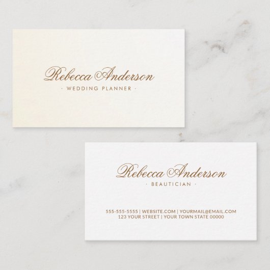 ソフトクリームアイボリーサテングラデーションシックかわいらしスクリプト 名刺 (正面/裏面)