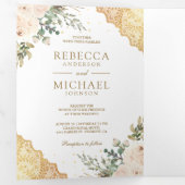 ソフトクリームバラ金ゴールドレースQRコード結婚ズ 三つ折り招待状 (内部最初)