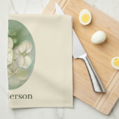 ソフトクリームホワイトパステルアジサイフローラ キッチンタオル (四つ折り)