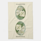 ソフトクリームホワイトパステルアジサイフローラ キッチンタオル (縦)