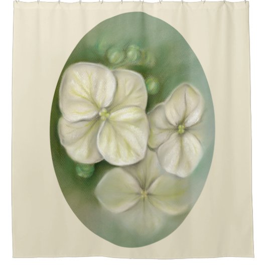 ソフトクリームホワイトパステルアジサイフローラ シャワーカーテン (正面)