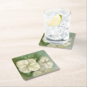 ソフトクリームホワイトパステルアジサイフローラ スクエアペーパーコースター (インサイチュ)