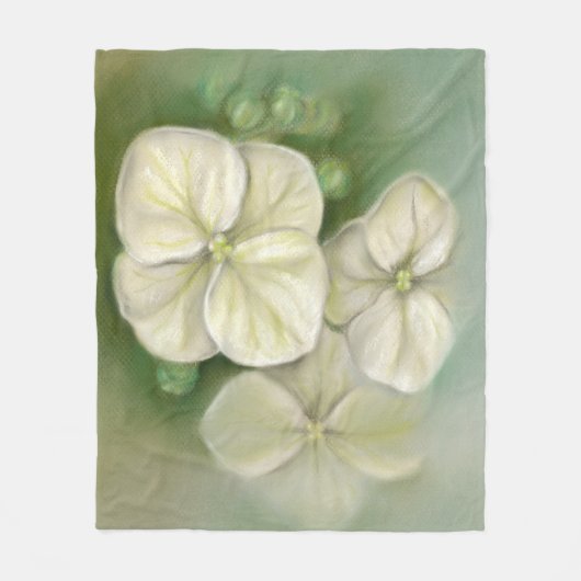 ソフトクリームホワイトパステルアジサイフローラ フリースブランケット (正面)