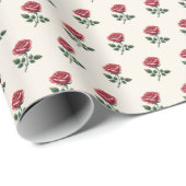 ソフトクリーム上のフェミニンピンクの水彩ローズ ラッピングペーパー (ロールコーナー)