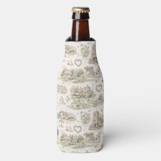 ソフトクリーム イングランドの村の結婚式 水彩画 ボトルクーラー (ボトル正面)