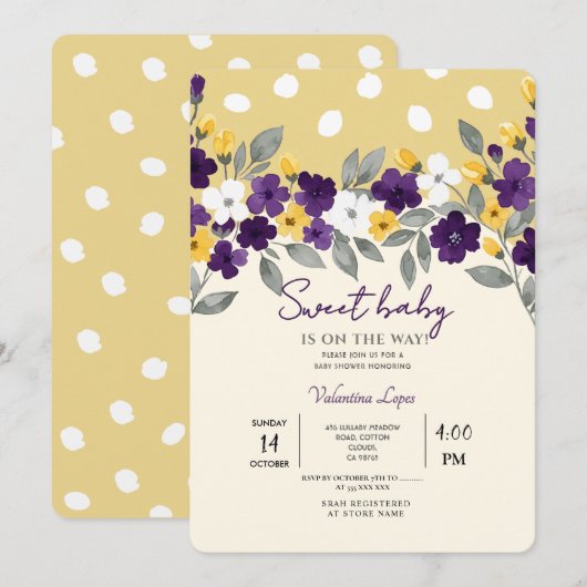 ソフトクリーム | カラフルな花のベイビーシャワー 招待状 (正面/裏面)