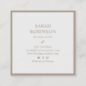 ソフトグクラシックレーエレガントミニマル作家プレーン スクエア名刺 (裏面)