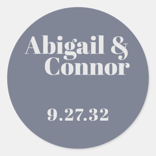 ソフトグミニマルレーモダンブルーのタイポグラフィ名 ラウンドシール (正面)